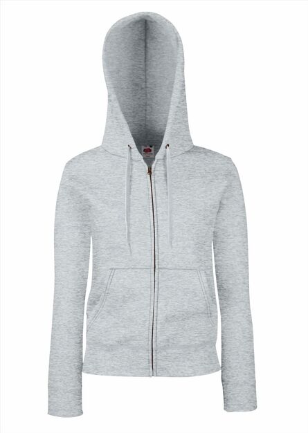 FOTL Lady-Fit Premium Hooded Sweat Jacket, Heather Grey, XS