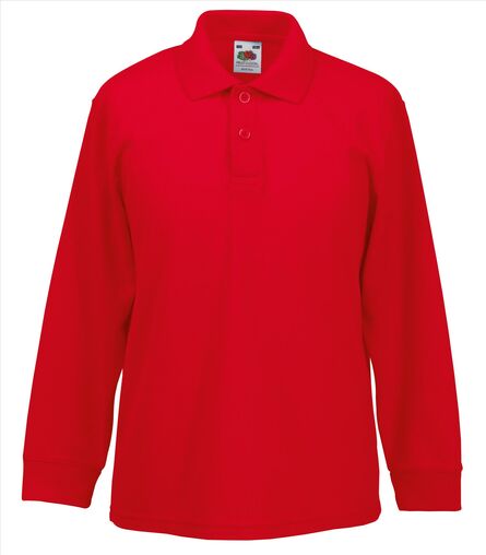 Kids 65/35 Longsleeve Polo, Red, 3-4jr, FOL