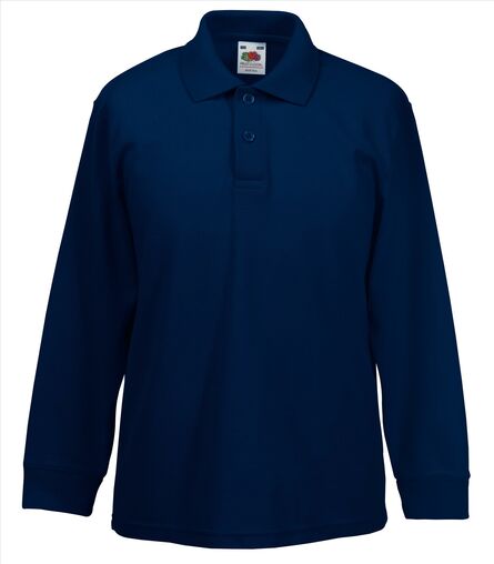 Kids 65/35 Longsleeve Polo, Deep Navy, 3-4jr, FOL