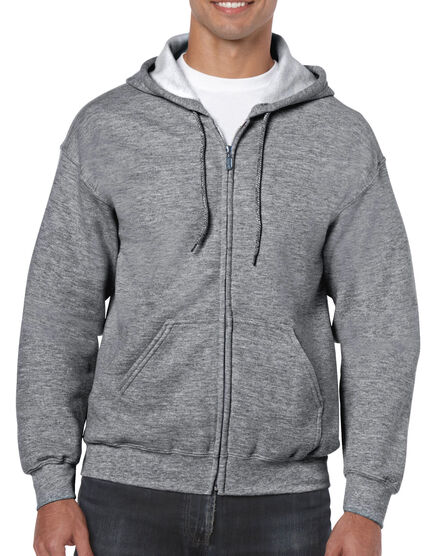 Gildan Sweater Hooded Full Zip HeavyBlend for him | 424 Graphite Heather | S