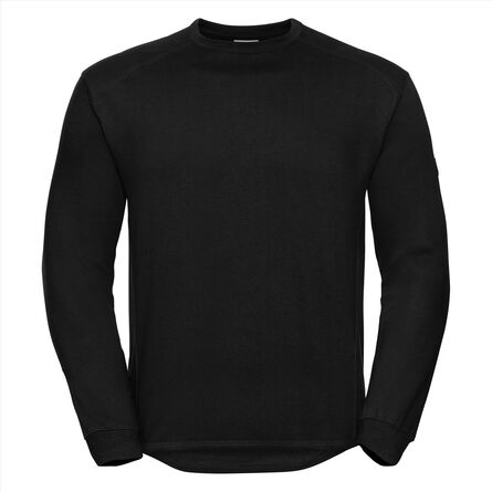 RUS Heavy Duty Crewneck Sweatshirt, Black, XS