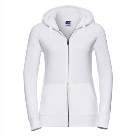 RUS Ladies Authentic Zip Hood Jacket, White, XS