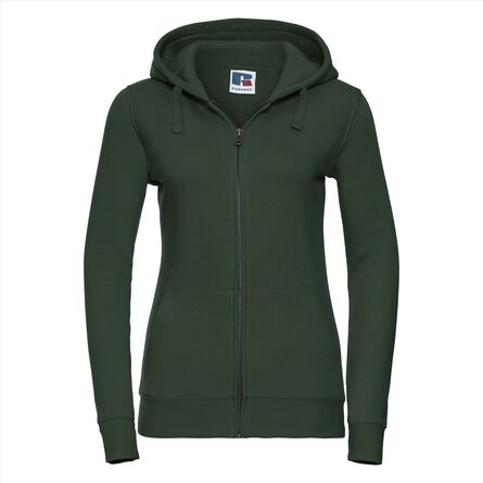 RUS Ladies Authentic Zip Hood Jacket, Bottle Green, XS