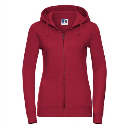 RUS Ladies Authentic Zip Hood Jacket, Classic Red, XS
