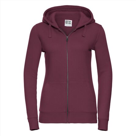 RUS Ladies Authentic Zip Hood Jacket, Burgundy, XS