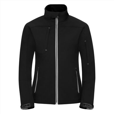 RUS Ladies Bionic Softshell Jacket, Black, XS