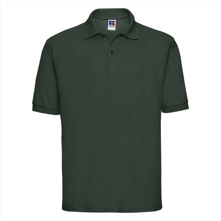 RUS Men Classic Polycotton Polo, Bottle Green, XS