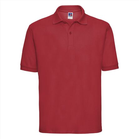 RUS Men Classic Polycotton Polo, Bright Red, XS