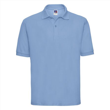 RUS Men Classic Polycotton Polo, Sky, XS