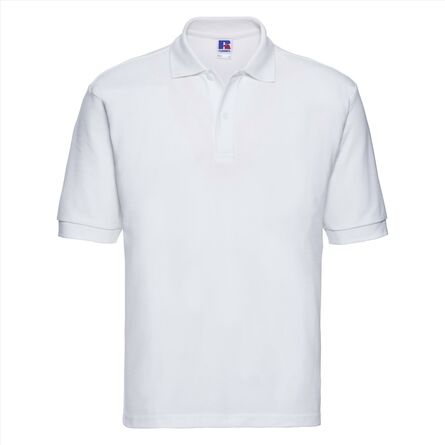RUS Men Classic Polycotton Polo, White, XS