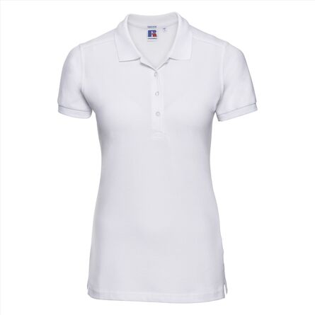 RUS Ladies Fitted Stretch Polo, White, XS