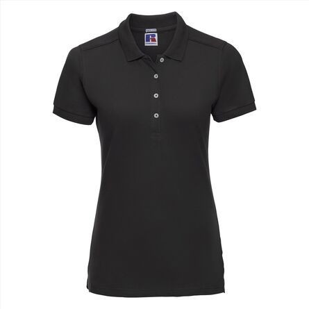 RUS Ladies Fitted Stretch Polo, Black, XS