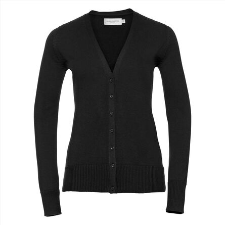 RUS Ladies V-Neck Knitted Cardigan, Black, XXS