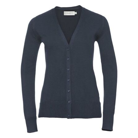 RUS Ladies V-Neck Knitted Cardigan, French Navy, XXS