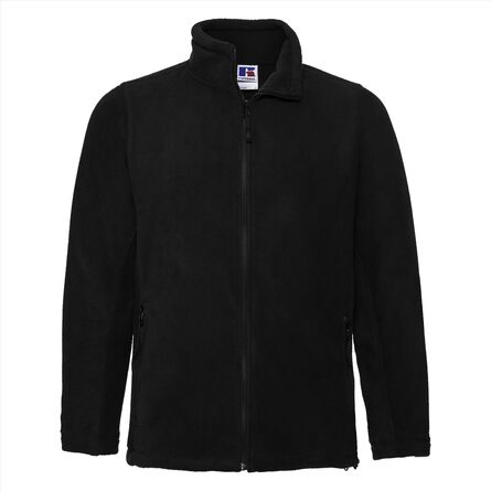 RUS Men Full Zip Outdoor Fleece, Black, XS