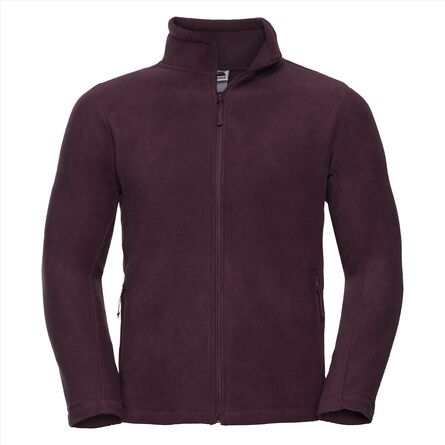 RUS Men Full Zip Outdoor Fleece, Burgundy, XS