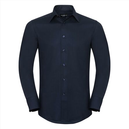 RUS Men LSL Tailored Oxford Shirt, Bright Navy, S