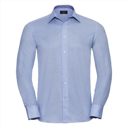RUS Men LSL Tailored Oxford Shirt, Oxford Blue, S