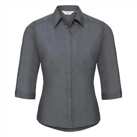 RUS Ladies ¾ sl. Fit. Polycot. Pop. Shirt, C. Grey, XS