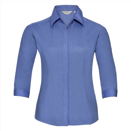 RUS Ladies ¾ sl. Fit. Polycot. Pop. Shirt, Corp. Blue, XS