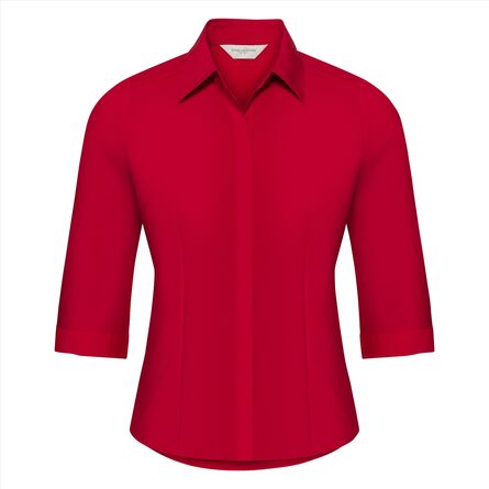 RUS Ladies ¾ sl. Fit. Polycot. Pop. Shirt, Classic Red, XS