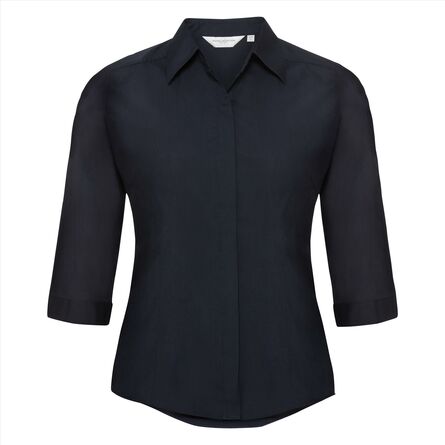 RUS Ladies ¾ sl. Fit. Polycot. Pop. Shirt, French Navy, XS