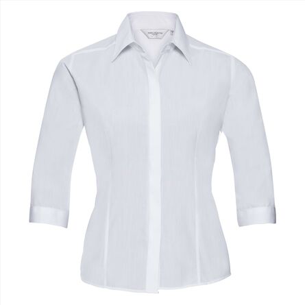 RUS Ladies ¾ sl. Fit. Polycot. Pop. Shirt, White, XS