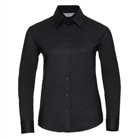 RUS Ladies LSL Classic Oxford Shirt, Black, XS