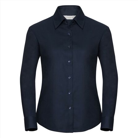 RUS Ladies LSL Classic Oxford Shirt, Bright Navy, XS
