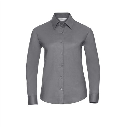 RUS Ladies LSL Classic Oxford Shirt, Silver, XS