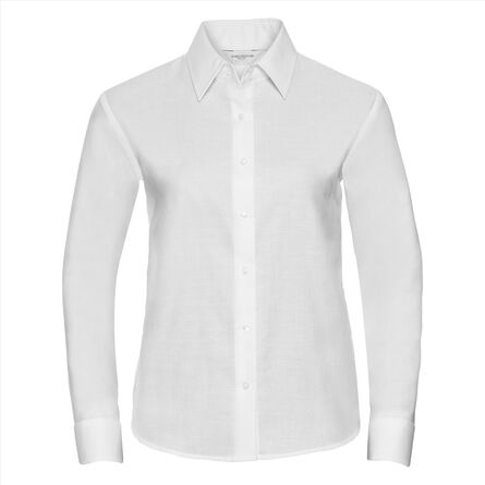 RUS Ladies LSL Classic Oxford Shirt, White, XS