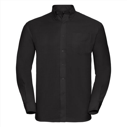 RUS Men LSL Clas. Oxford Shirt, Black, S