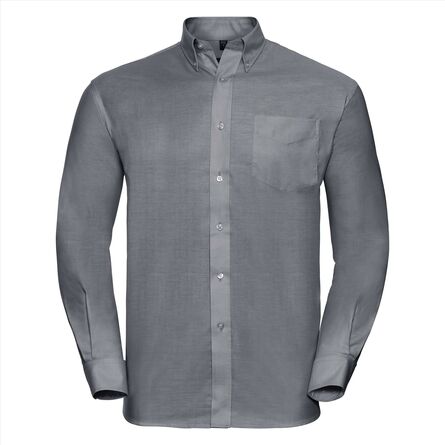RUS Men LSL Clas. Oxford Shirt, Silver, S