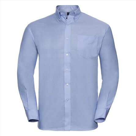 RUS Men LSL Clas. Oxford Shirt, Oxford Blue, S