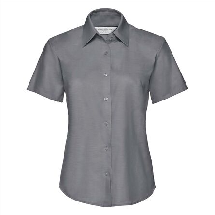 RUS Ladies Shortsleeve Clas. Oxford Shirt, Silver, XS