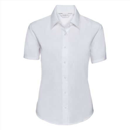 RUS Ladies Shortsleeve Clas. Oxford Shirt, White, XS
