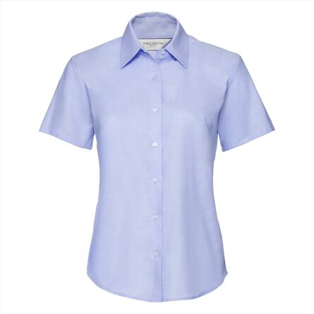 RUS Ladies Shortsleeve Clas. Oxford Shirt, Oxford Blue, XS