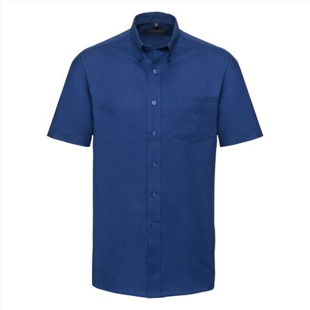 RUS Men Shortsleeve Classic Oxford Shirt, Bright Royal, S
