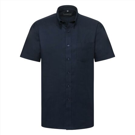 RUS Men Shortsleeve Classic Oxford Shirt, Bright Navy, S