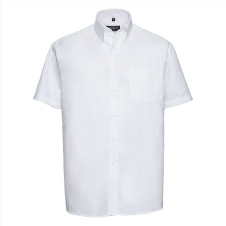 RUS Men Shortsleeve Classic Oxford Shirt, White, S