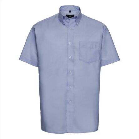 RUS Men Shortsleeve Classic Oxford Shirt, Oxford Blue, S