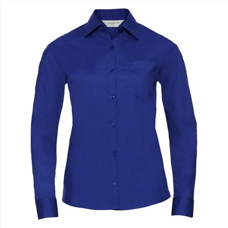RUS Ladies LSL Classic Polycot. Poplin Shirt, B. Royal, S