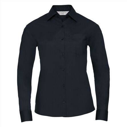 RUS Ladies LSL Classic Polycot. Poplin Shirt, F. Navy, S