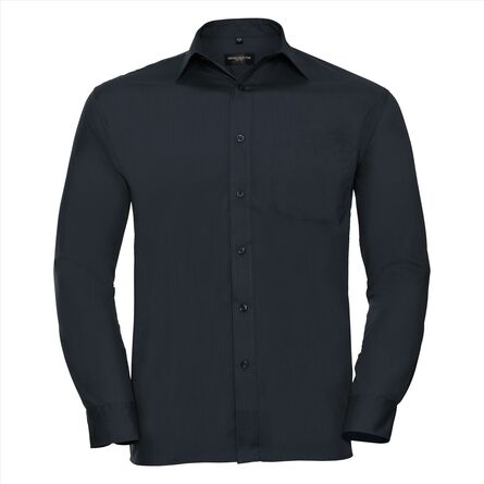 RUS Men LSL Clas. Polycot. Poplin Shirt, French Navy, S