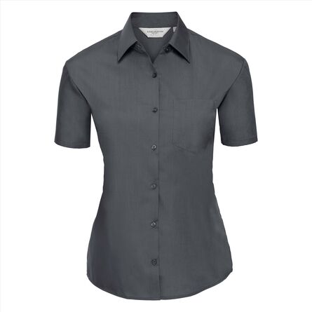 RUS Ladies SS Clas. Polycot. Pop. Shirt, Convoy Grey, XS