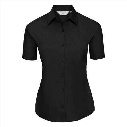 RUS Ladies SS Clas. Polycot. Pop. Shirt, Black, XS