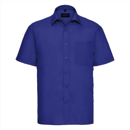 RUS Men SS Clas. Polycot. Poplin Shirt, Br. Royal, S