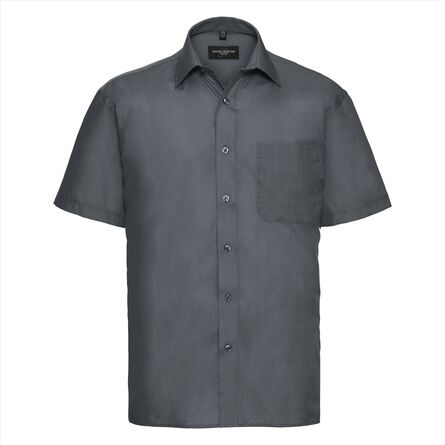 RUS Men SS Clas. Polycot. Poplin Shirt, C. Grey, S