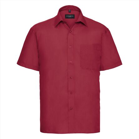 RUS Men SS Cl. Polycot. Poplin Shirt, Cl. Red, S