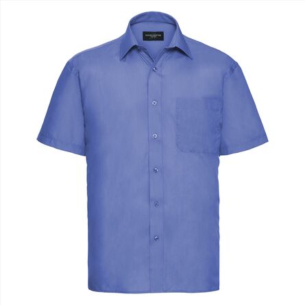 RUS Men SS Clas. Polycot. Poplin Shirt, Corp. Blue, S
